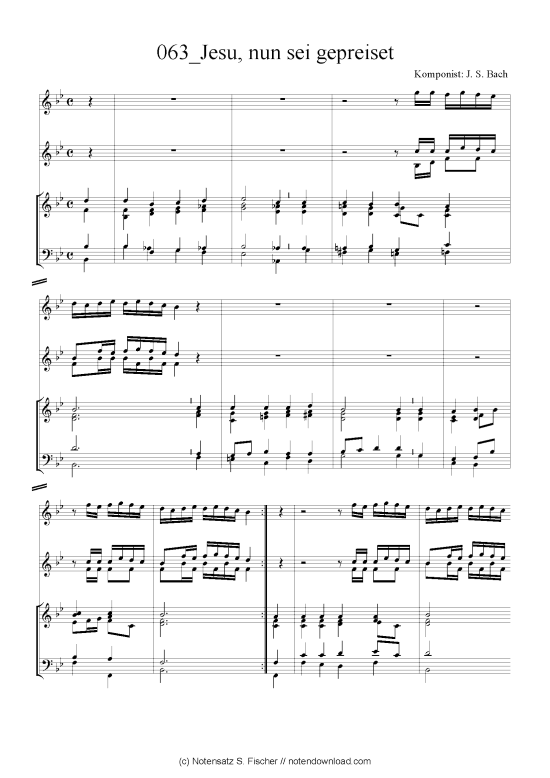 Jesu nun sei gepreiset (Quartett in C) (Quartett (4 St.)) von J. S. Bach