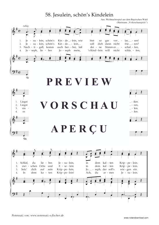 Jesulein sch n s Kindelein (Klavier + Gesang) (Klavier  Gesang) von Weihnachtslied aus dem Bayrischen Wald