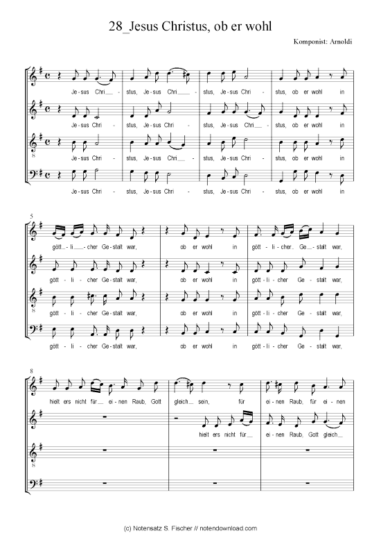 Jesus Christus ob er wohl (Gemischter Chor) (Gemischter Chor) von Arnoldi  Weihnachtsmotette ber Phil. 2 6