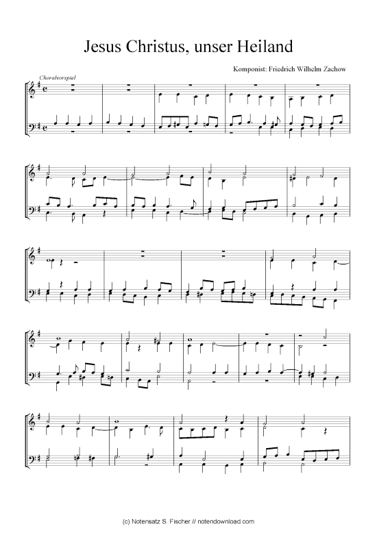 Jesus Christus unser Heiland (Quartett in C) (Quartett (4 St.)) von Friedrich Wilhelm Zachow