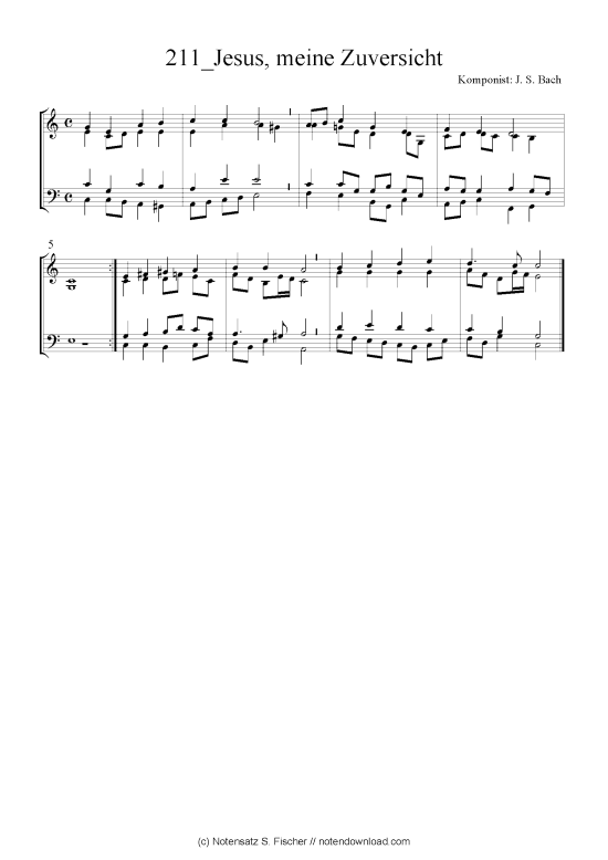 Jesus meine Zuversicht (Quartett in C) (Quartett (4 St.)) von J. S. Bach