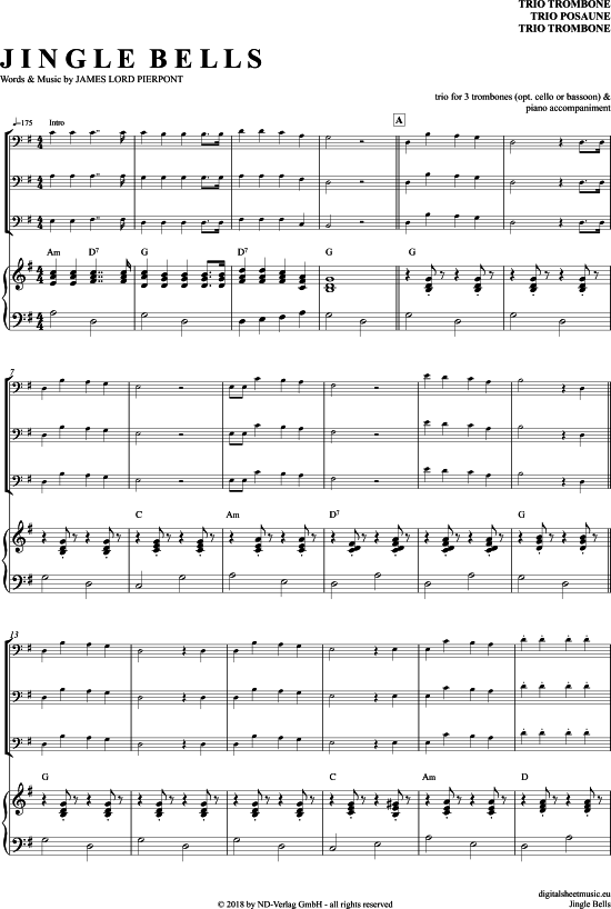 Jingle Bells (Posaunen Trio + Klavier) (Trio (Posaune)) von Weihnachten