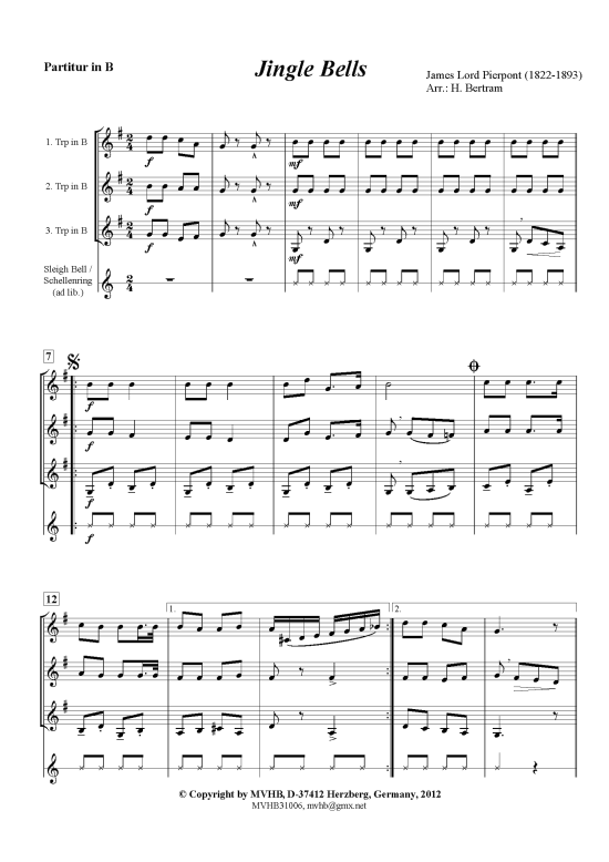 Jingle Bells (Trompeten-Trio) (Trio (Trompete)) von James Lord Pierpont