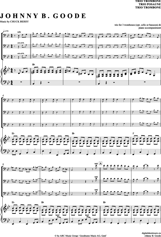 Johnny B. Goode (Posaunen Trio + Klavier) (Trio (Posaune)) von Chuck Berry