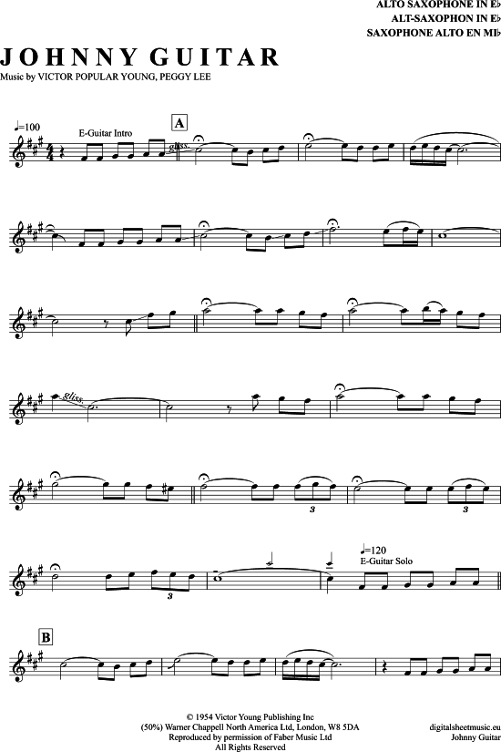 Johnny Guitar (Alt-Sax) (Alt Saxophon) von The Shadows
