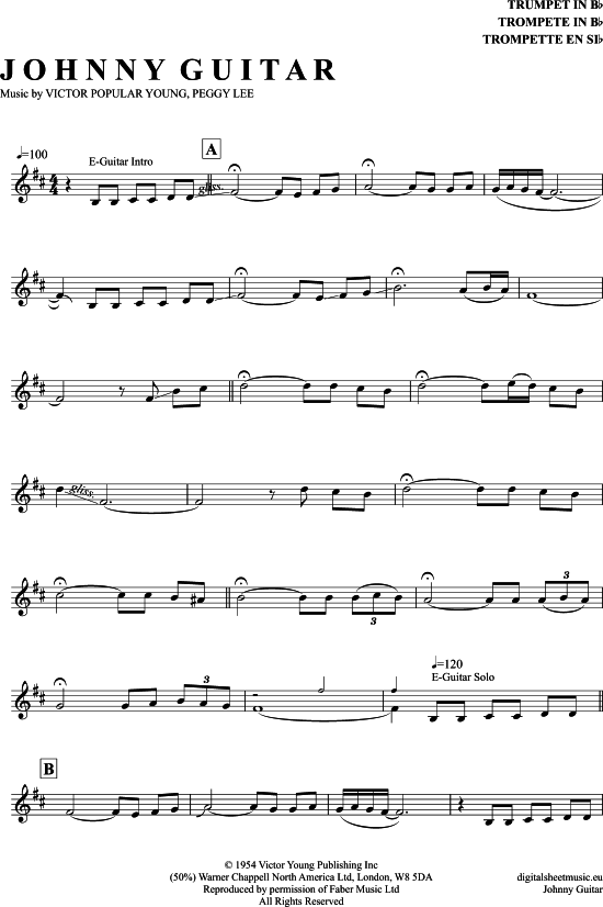 Johnny Guitar (Trompete in B) (Trompete) von The Shadows