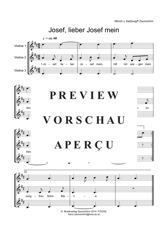 Josef lieber Josef mein (Trio Violine) (Trio (Violine)) von Franz Zaunschirm