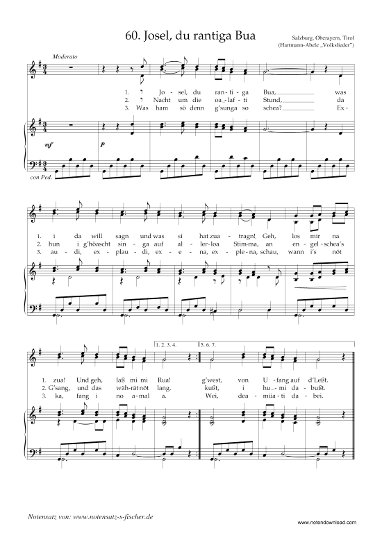 Josel du rantiga Bua (Klavier + Gesang) (Klavier  Gesang) von Weihnachtslied aus Salzburg