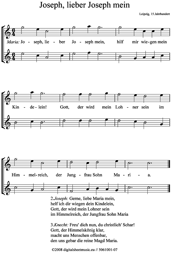 Joseph lieber Joseph mein (2x Alt-Saxophon) (Duett (Saxophon)) von Weihnachtslied (sehr leicht)
