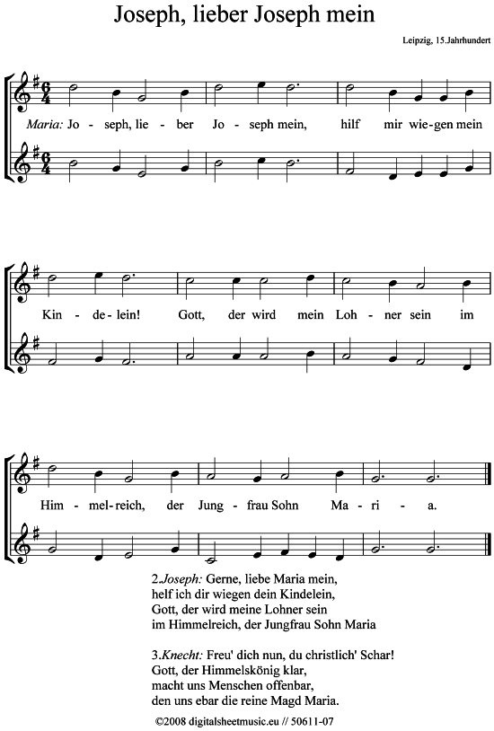 Joseph lieber Joseph mein (2x Trompete in B) (Duett (Trompete)) von Weihnachtslied (sehr einfach)