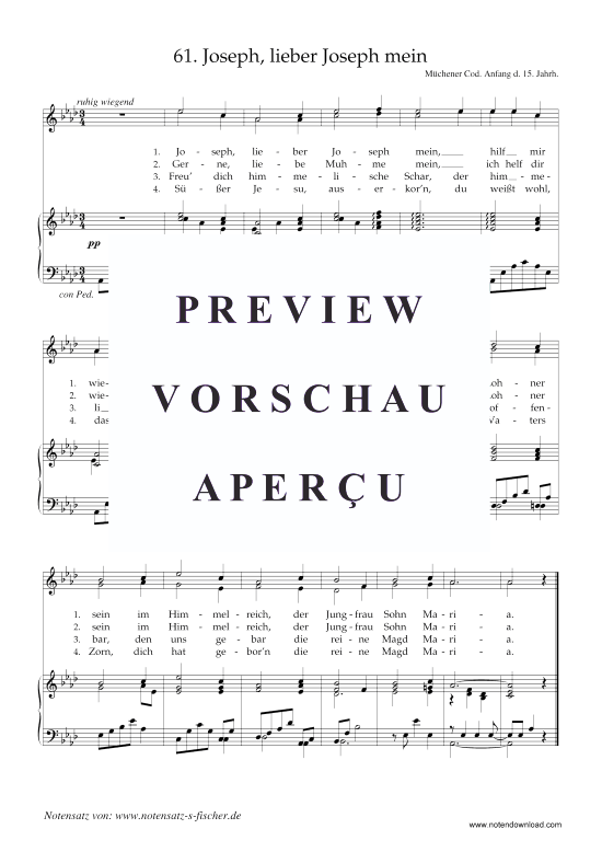 Joseph lieber Joseph mein (Klavier + Gesang) (Klavier  Gesang) von M chener Cod. Anfang d. 15. Jahrh.