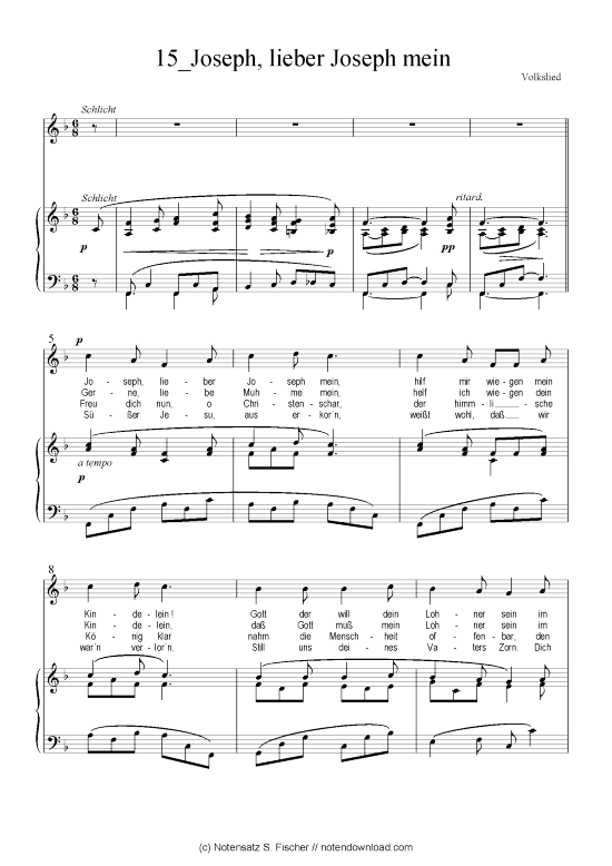 Joseph lieber Joseph mein (Klavier + Gesang) (Klavier  Gesang) von Volkslied