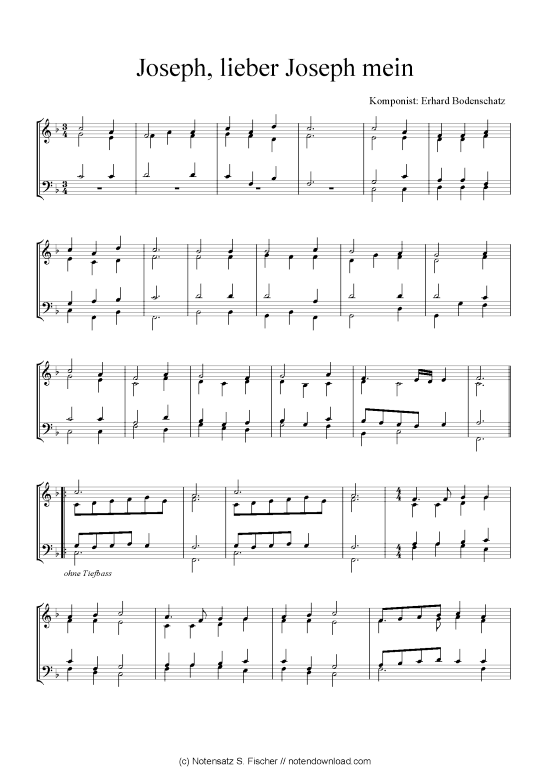 Joseph lieber Joseph mein (Quartett in C) (Quartett (4 St.)) von Erhard Bodenschatz