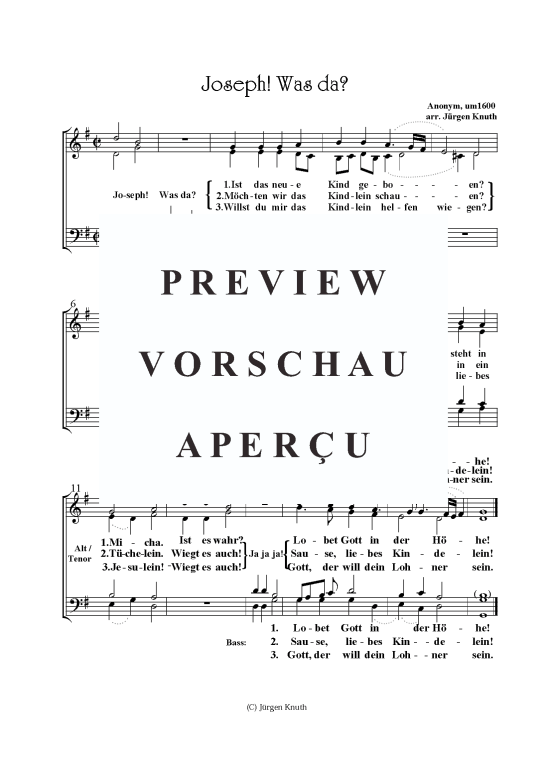 Joseph Was da (Gemischter Chor) (Gemischter Chor) von Arr J rgen Knuth