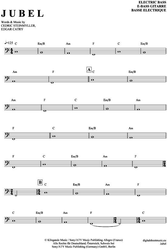 Jubel (E-Bass) (E Bass) von Klingande