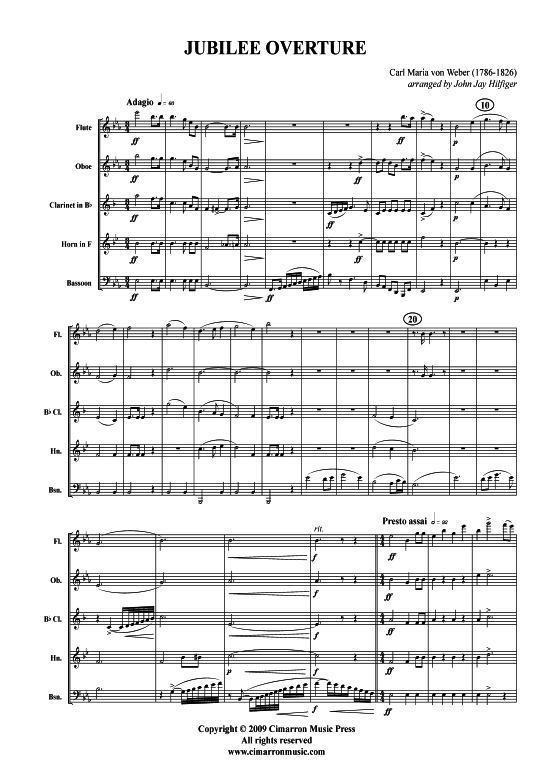 Jubilee Overture (Holzbl auml ser-Quintett) (Quintett (Holzbl ser)) von Carl Maria von Weber