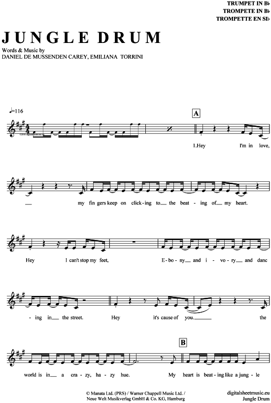 Jungle Drum (Trompete in B) (Trompete) von Emiliana Torrini