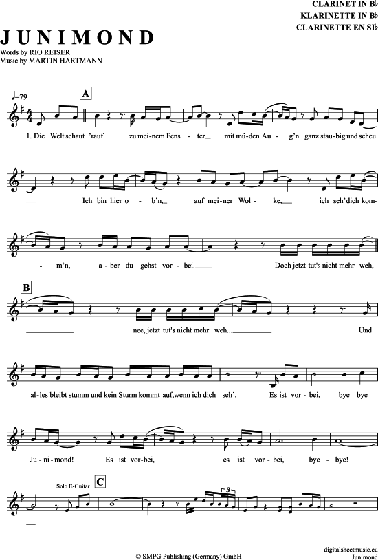 Junimond (Klarinette in B) (Klarinette) von Rio Reiser