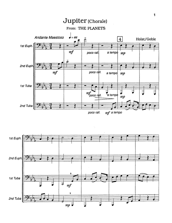 Jupiter (Chorale) (Tuba Quartett EETT) (Quartett (Tuba)) von Gustav Holst