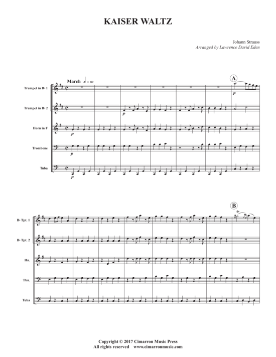 Kaiserwalzer (Kaiser Waltz) (Blechbl auml serquintett) (Quintett (Blech Brass)) von Johann Strauss