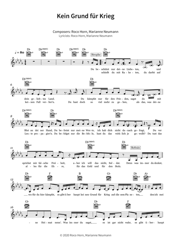 Kein Grund f r Krieg (Gesang + Akkorde) (Gesang  Akkorde) von Berge