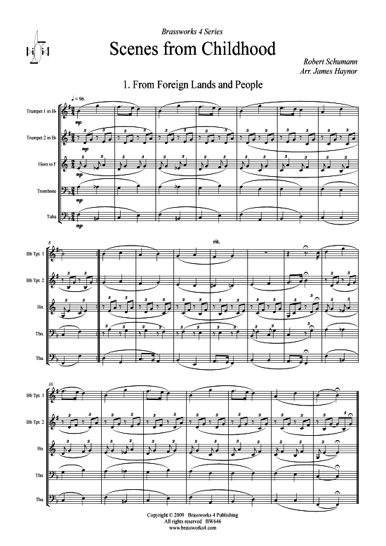 Kinderszenen - 3 St cke (Blechbl serquintett) (Quintett (Blech Brass)) von Robert Schumann