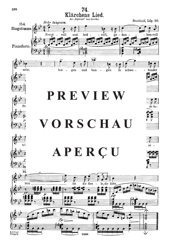 Kl auml rchens Lied D.210 (Gesang hoch + Klavier) (Klavier  Gesang hoch) von Franz Schubert