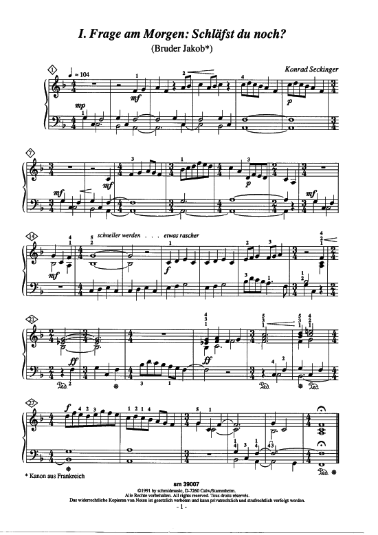 Klavierb uuml chlein f uuml r... (Klavier Solo) (Klavier Solo) von Konrad Seckinger (12 Bearbeitungen uuml ber Volkslieder)