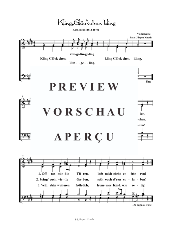 Kling Gl ckchen kling (Gemischter Chor) (Gemischter Chor) von Satz J rgen Knuth