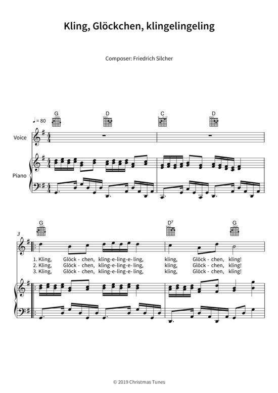 Kling Gl ckchen klingelingeling (Gesang + Klavier Gitarre) (Klavier  Gesang) von Martin Malto