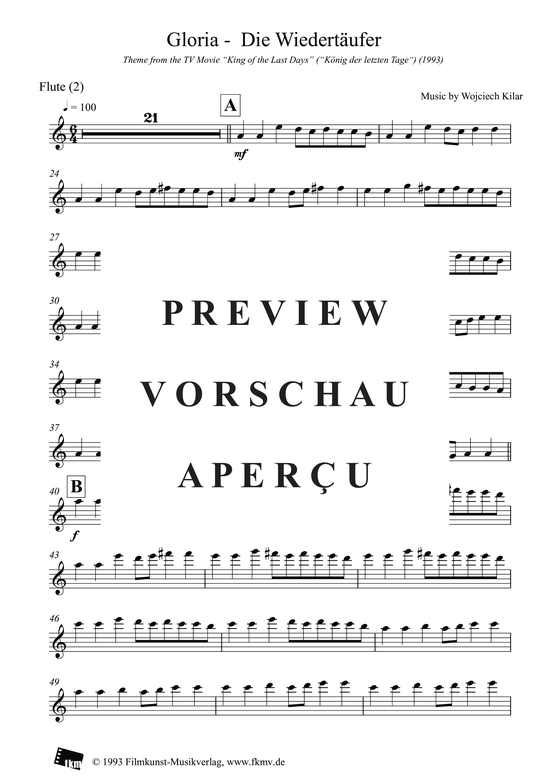 K nig der letzten Tage - Gloria Fl te (Querfl te) (Querfl te) von Aus dem Film K nig der letzten Tage 