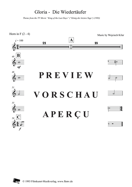 K nig der letzten Tage - Gloria Horn (Horn in F) (Horn in F) von Aus dem Film K nig der letzten Tage 