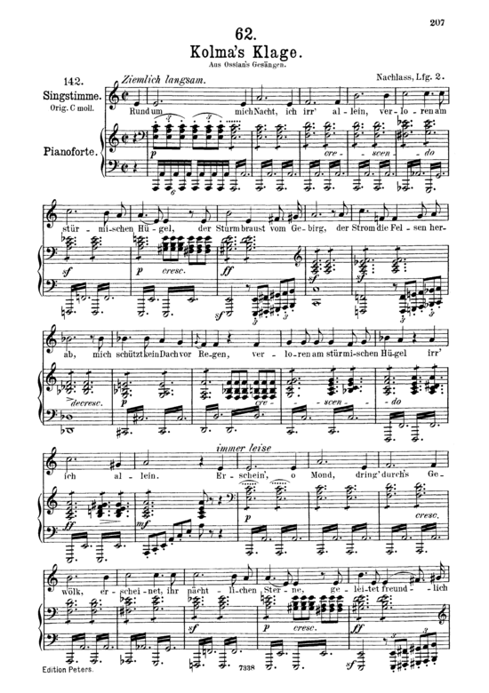Kolma s Klage D.217 (Gesang mittel + Klavier) (Klavier  Gesang mittel) von Franz Schubert