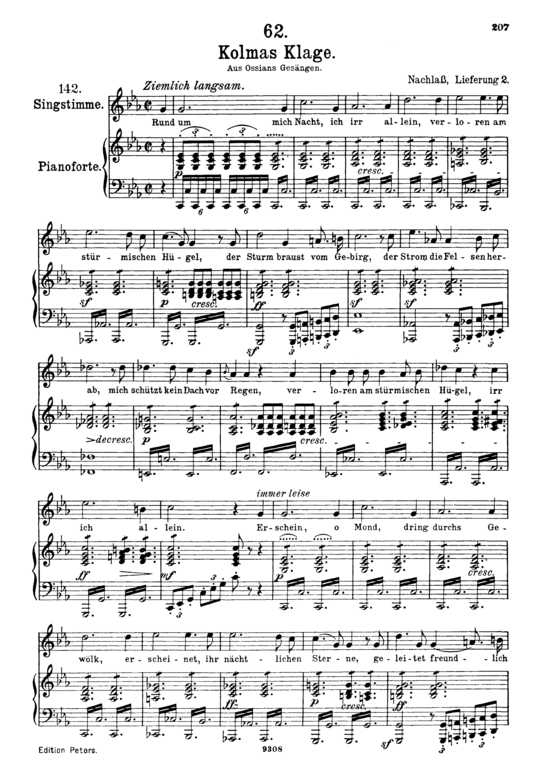 Kolmas Klage D.217 (Gesang hoch + Klavier) (Klavier  Gesang hoch) von Franz Schubert
