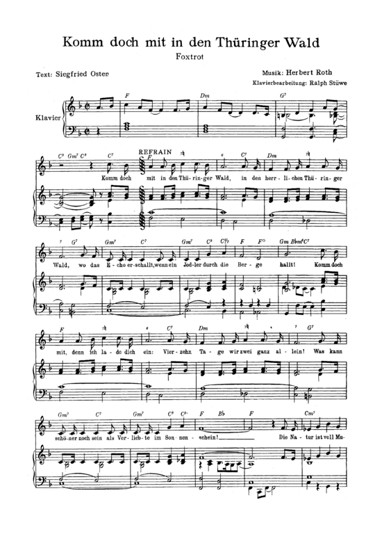 Komm doch mit in den Th uuml ringer Wald (Klavier + Gesang) (Klavier Gesang  Gitarre) von 1960