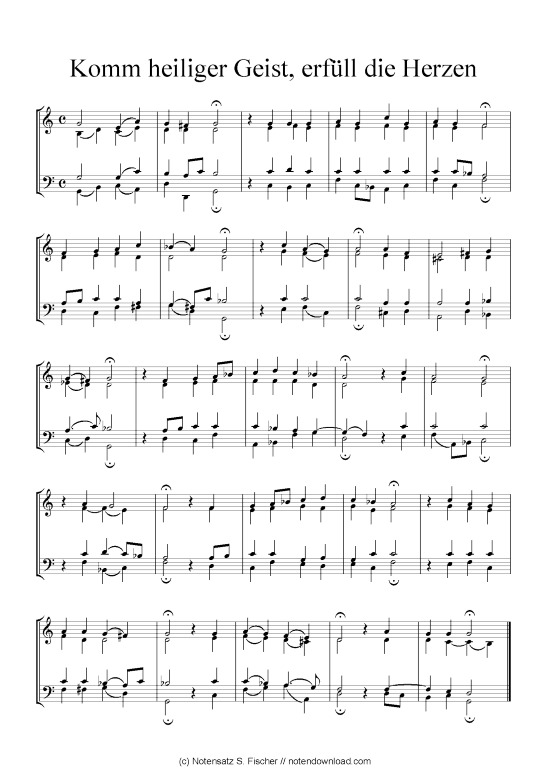 Komm heiliger Geist erf ll die Herzen (Klavier Solo) (Klavier Solo) von Johann Ch. G. Stade (Hrsgb.) 1830