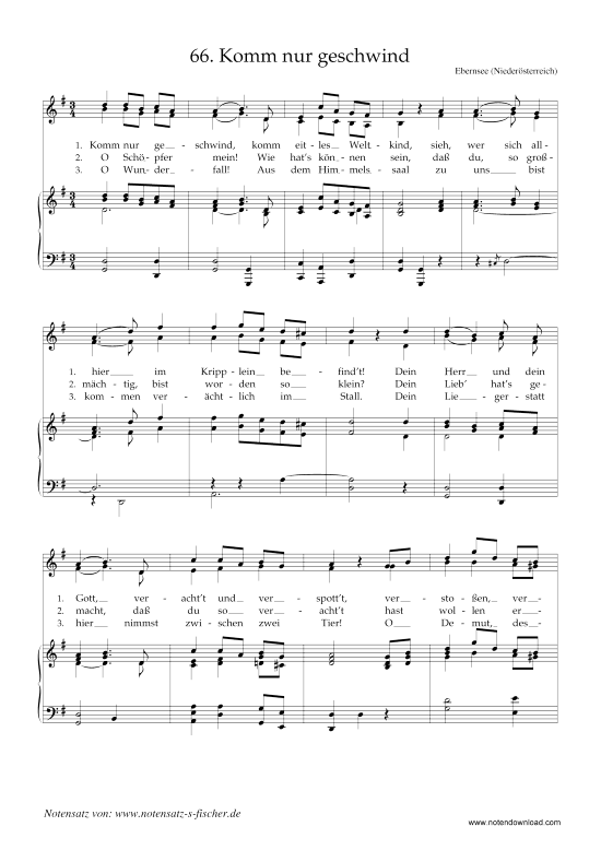 Komm nur geschwind (Klavier + Gesang) (Klavier  Gesang) von Weihnachtslied aus Nieder sterreich