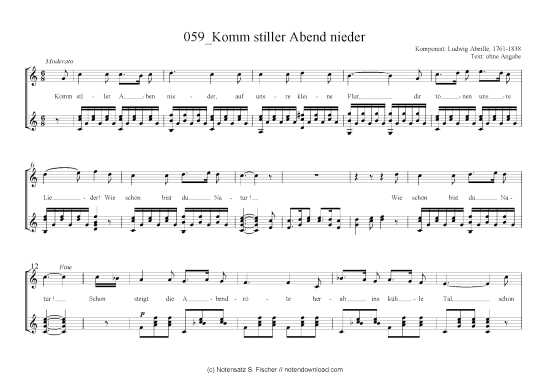 Komm stiller Abend nieder (Gitarre + Gesang) (Gitarre  Gesang) von Ludwig Abeille 1761-1838 