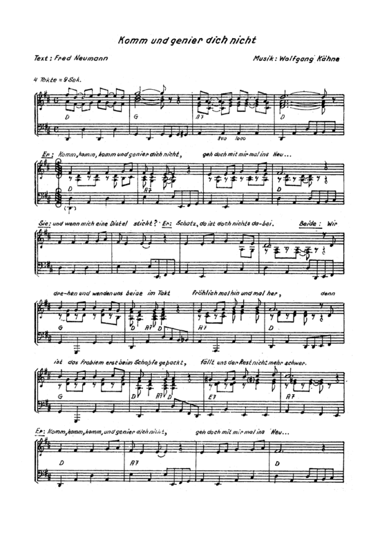 Komm und genier dich nicht (Klavier Solo mit unterlegtem Text) (Klavier Solo) von 1979