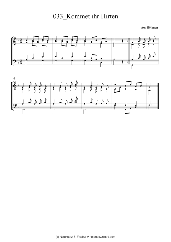 Kommet ihr Hirten (Quartett in C) (Quartett (4 St.)) von Aus B hmen