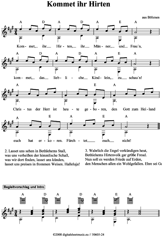 Kommet ihr Hirten (Gitarre) von Weihnachtslied