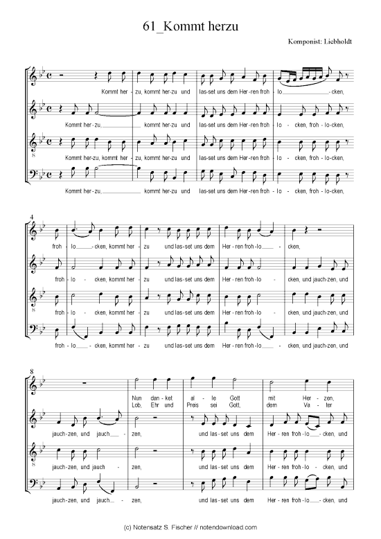 Kommt herzu (Gemischter Chor) (Gemischter Chor) von Liebholdt  Motette ber Ps. 95 1-2