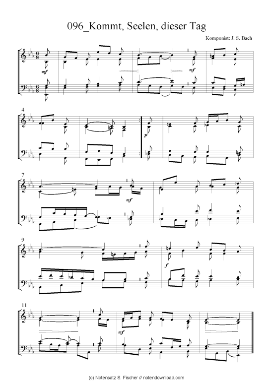 Kommt Seelen dieser Tag (Quartett in C) (Quartett (4 St.)) von J. S. Bach