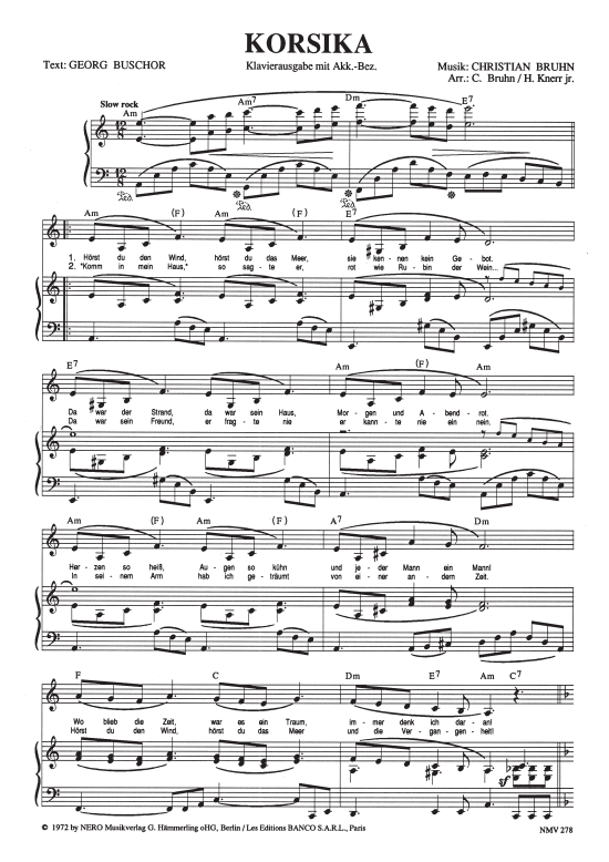 Korsika (Klavier + Gesang) (Klavier Gesang  Gitarre) von Mireille Mathieu