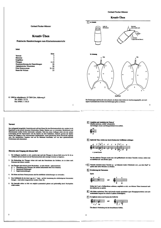 Kreativ uuml ben (Klarinette Solo) (Klarinette) von Gerhard Fischer-M uuml nster ( Uuml bungen zum Unterricht)