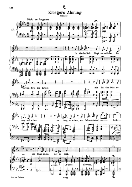 Kriegers Ahnung D.957-2 (Schwanengesang) (Gesang hoch + Klavier) (Klavier  Gesang hoch) von Franz Schubert
