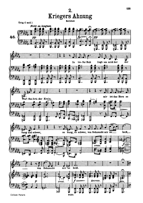 Kriegers Ahnung D.957-2 (Schwanengesang) (Gesang tief + Klavier) (Klavier  Gesang tief) von Franz Schubert