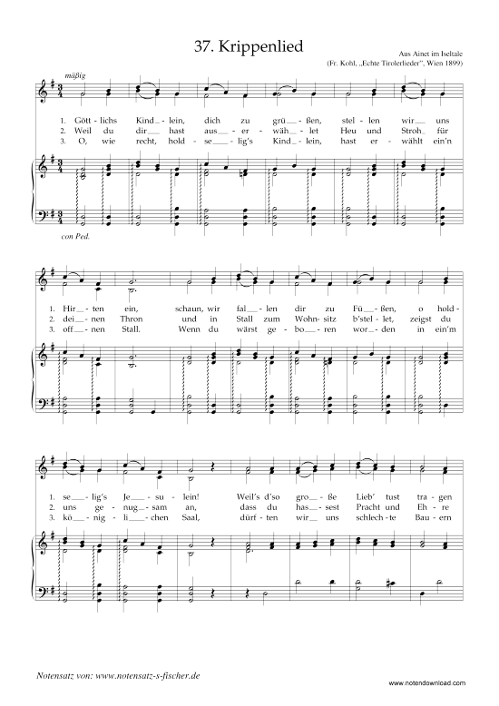 Krippenlied (Klavier + Gesang) (Klavier  Gesang) von Weihnachtslied aus Ainet im Iseltale