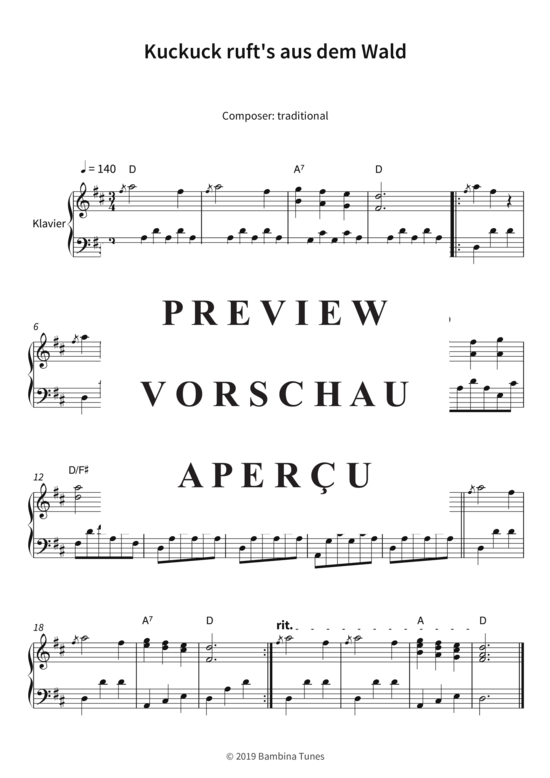 Kuckuck ruft acute s aus dem Wald (Klavier Solo) (Klavier Solo) von Lars Opfermann