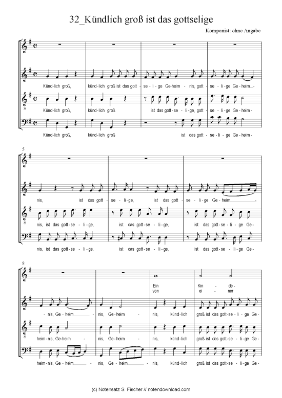K ndlich gro ist das gottselige (Gemischter Chor) (Gemischter Chor) von Weihnachtsmotette ber Timoth. 3 16